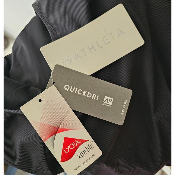 ATHLETA NWT Black Cloudbreak AquaRib Scoop Neck One-Piece Swimsuit Sz M - Picture 3 of 16